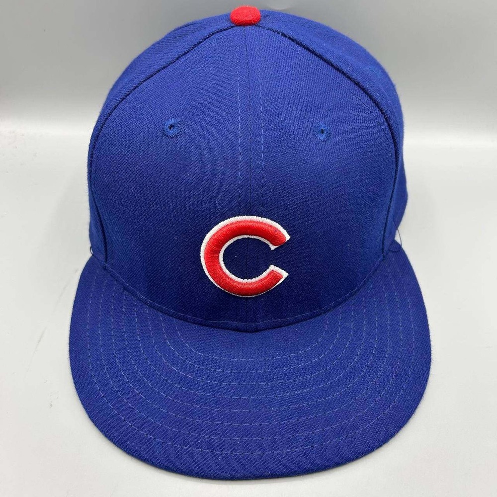 Chicago Cubs MLB Hat Men 7 3/4 Blue Embroidered 59Fifty New Era Fitted Cap
